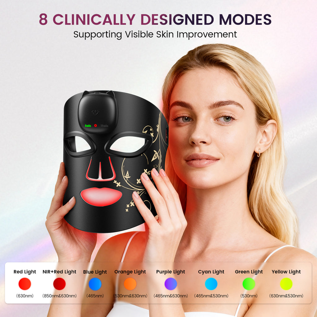Red Light Therapy Mask for Face – 8 Light Modes with 850nm Near-Infrared, 280 LED Face Mask Light Therapy for Skin Appearance, Fine Lines, Firming Support, FDA Cleared, Cordless Design