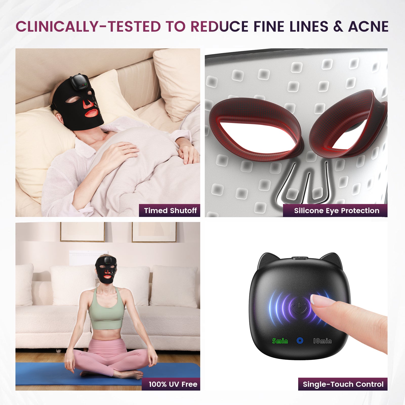 Red Light Therapy Mask for Face – 8 Light Modes with 850nm Near-Infrared, 280 LED Face Mask Light Therapy for Skin Appearance, Fine Lines, Firming Support, FDA Cleared, Cordless Design