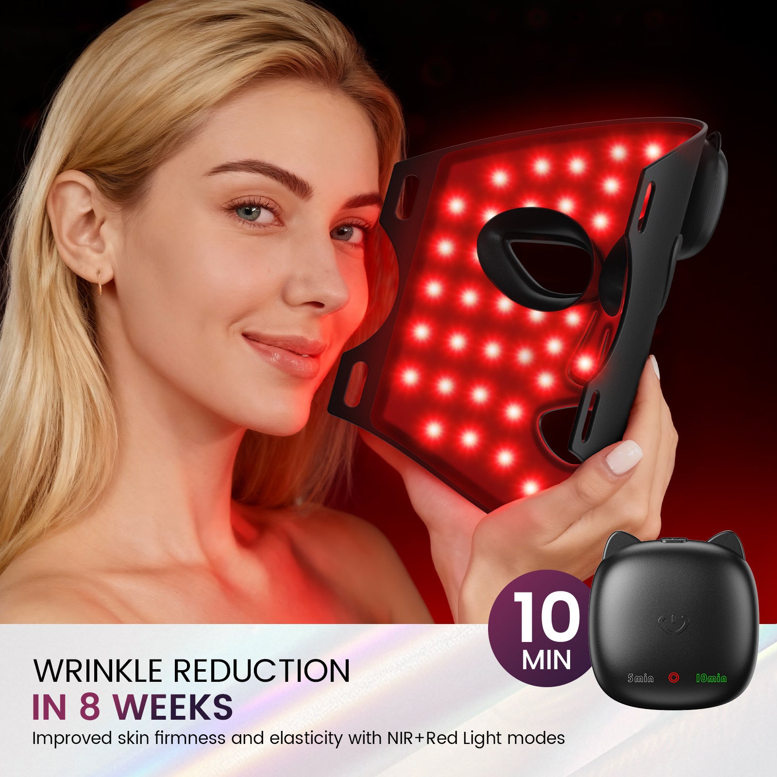 Red Light Therapy Mask for Face – 8 Light Modes with 850nm Near-Infrared, 280 LED Face Mask Light Therapy for Skin Appearance, Fine Lines, Firming Support, FDA Cleared, Cordless Design